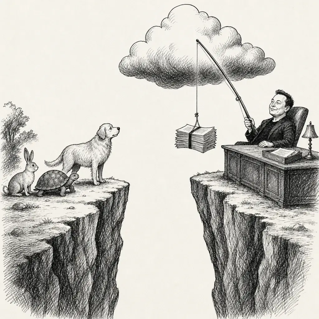 Editorial cartoon: Fable 5, an IPO filing, and Musk's cloud