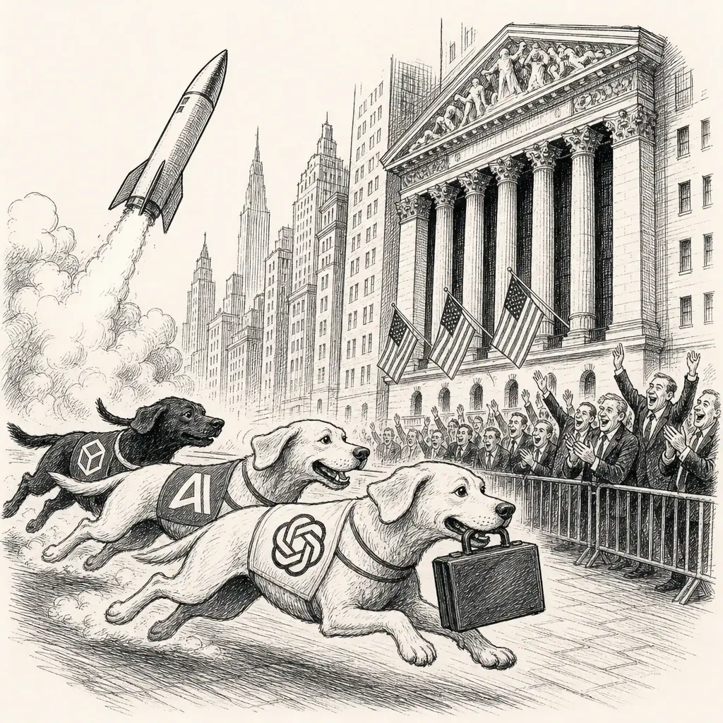 Editorial cartoon: The labs race to Wall Street