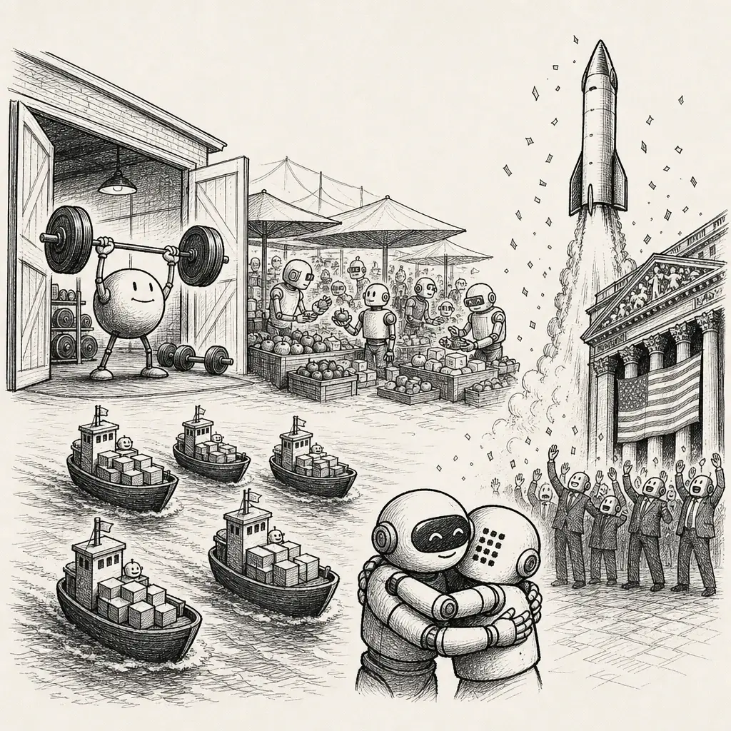 Editorial cartoon: Open weights, open markets