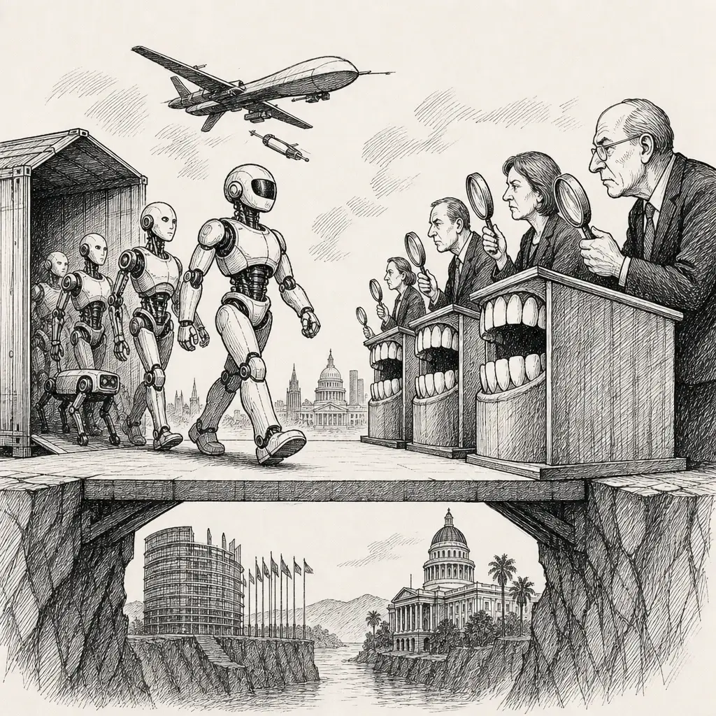 Editorial cartoon: Robots got bodies while regulators got teeth