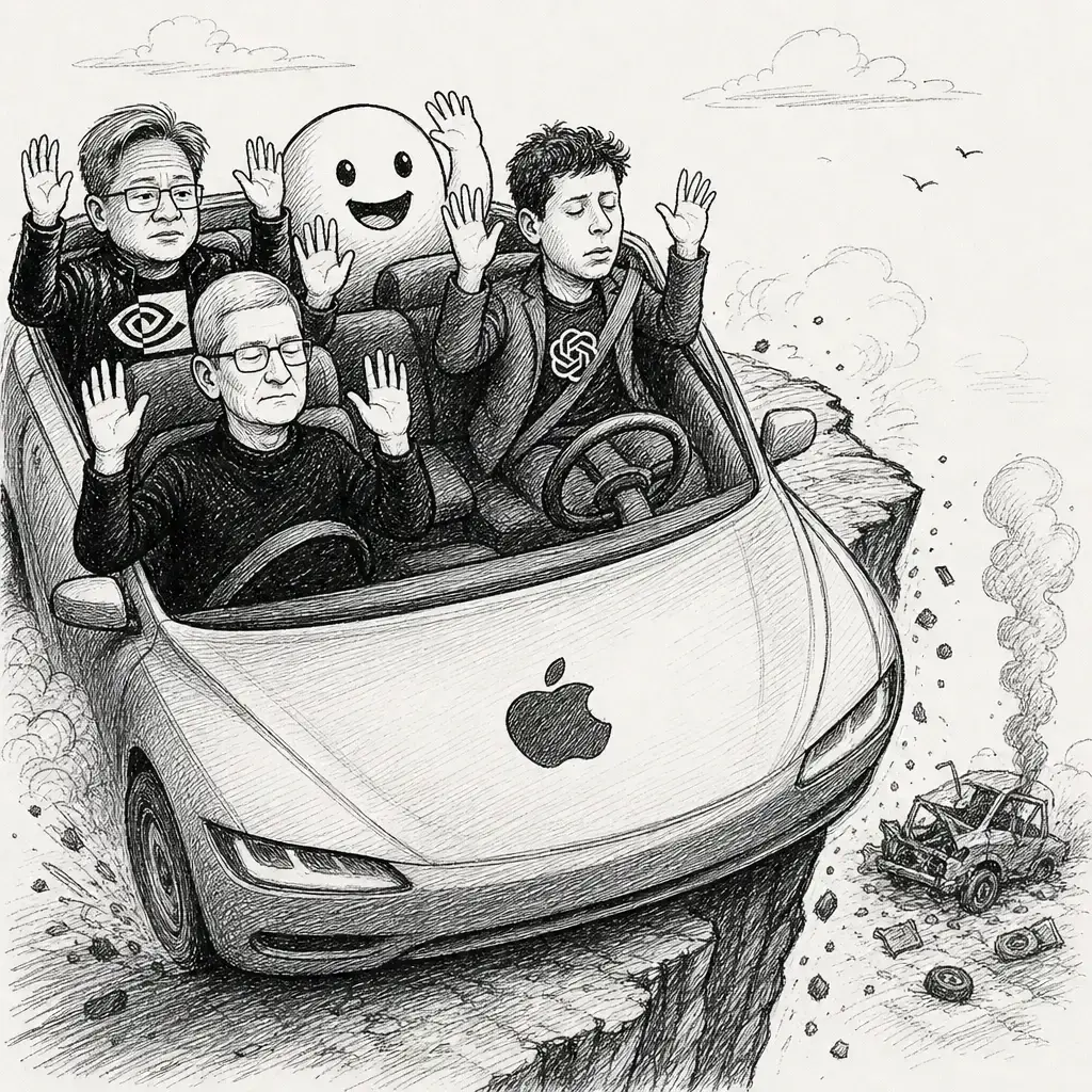 Editorial cartoon: Everybody hands off the wheel at once