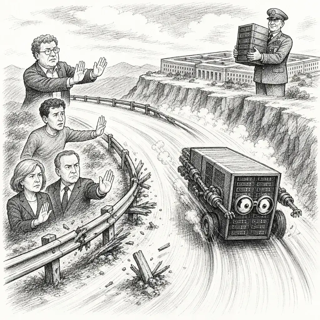 Editorial cartoon: The industry asks for guardrails it keeps outrunning