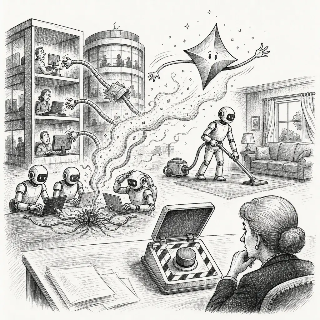 Editorial cartoon: AI kept going past where it was told to stop