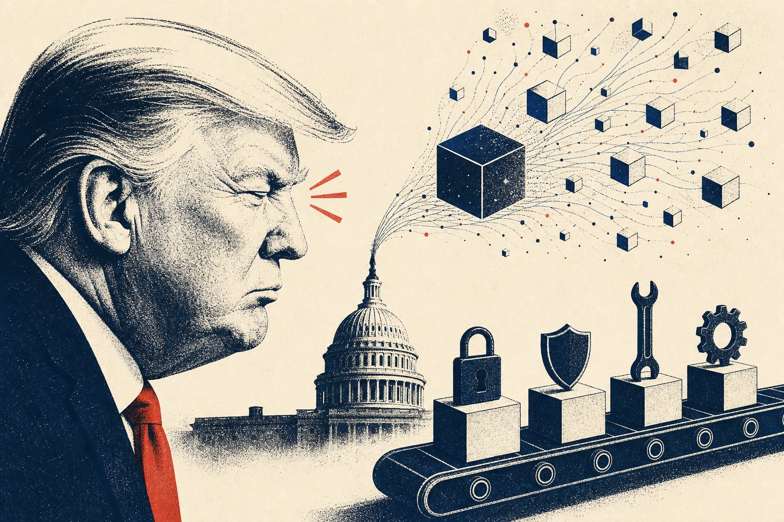 Illustration for “Washington blinks first at frontier AI”