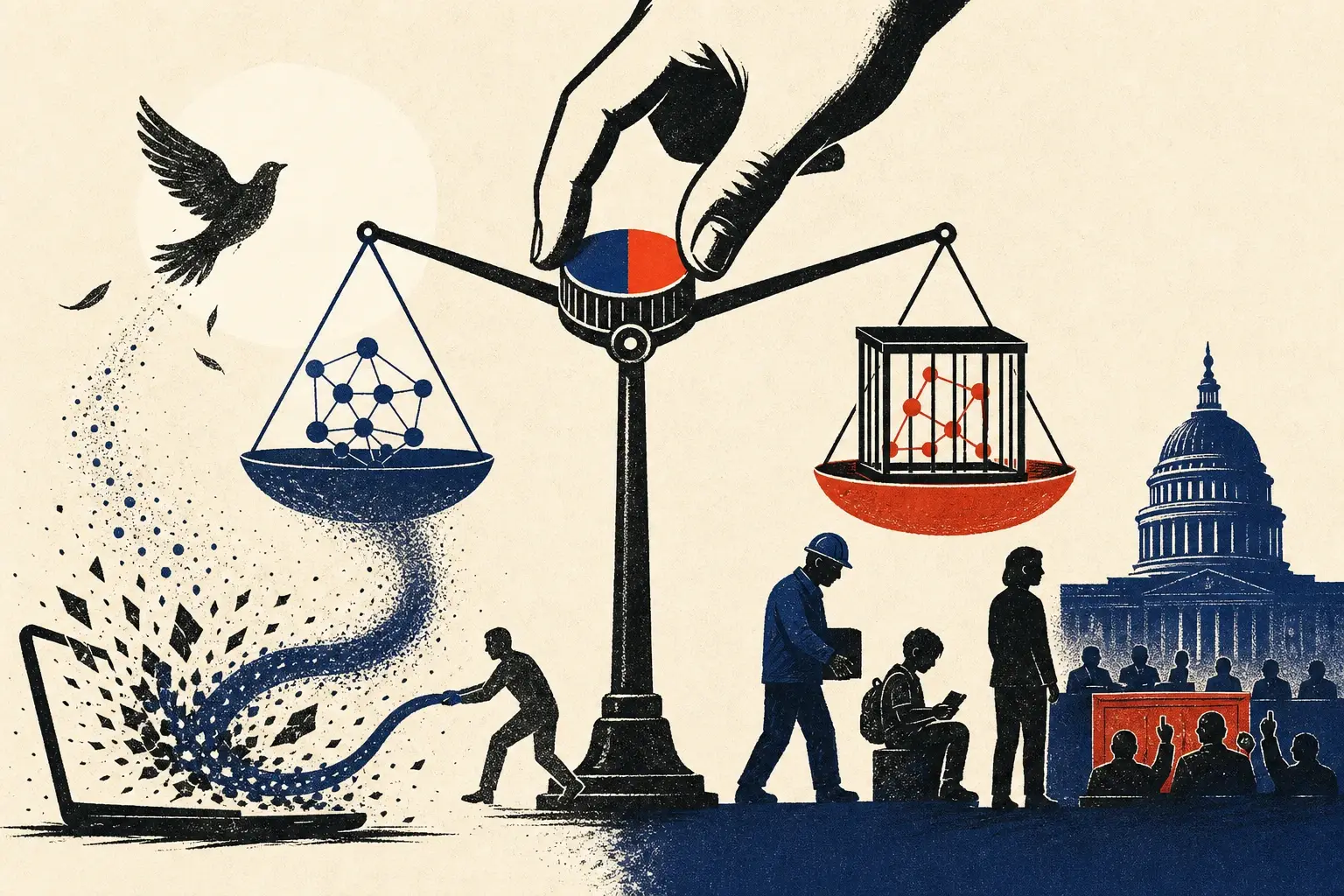 Illustration for “Loosen the model, tighten the rules”