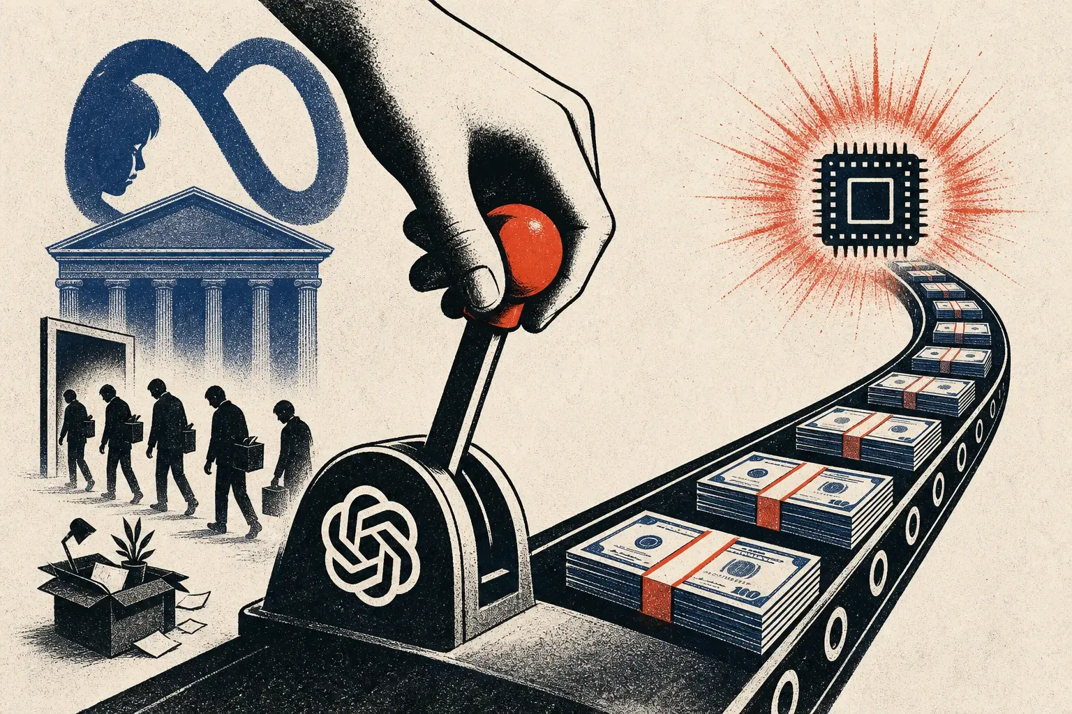 Illustration for “OpenAI hits the brakes; the money doesn't”