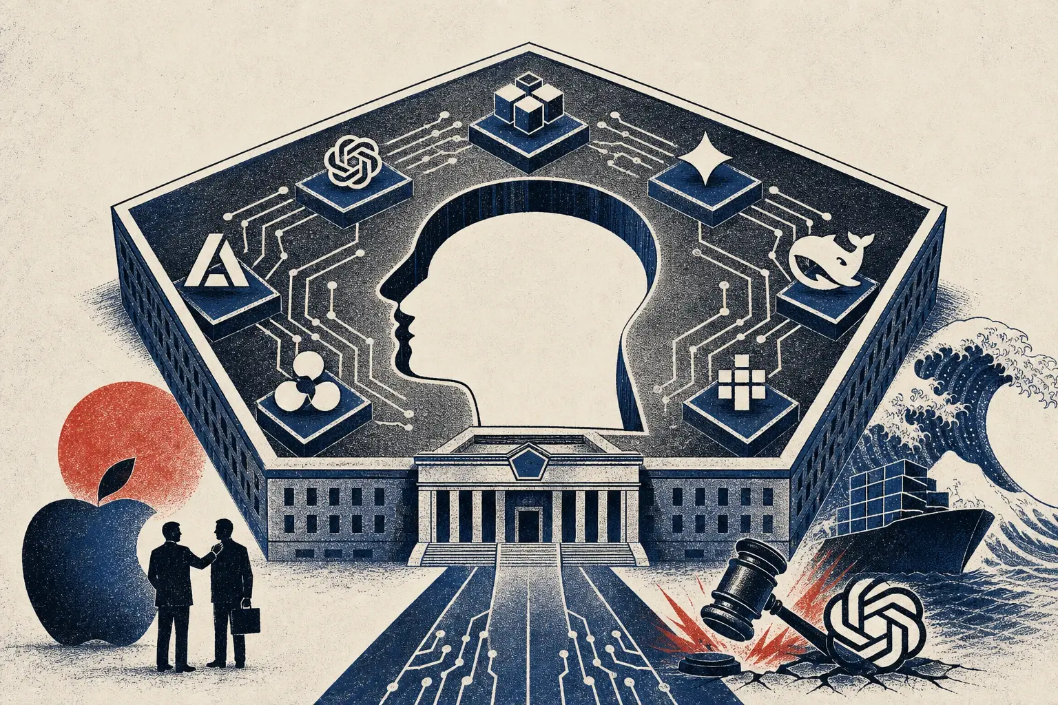 Illustration for “A Pentagon platform with a Claude-shaped hole”